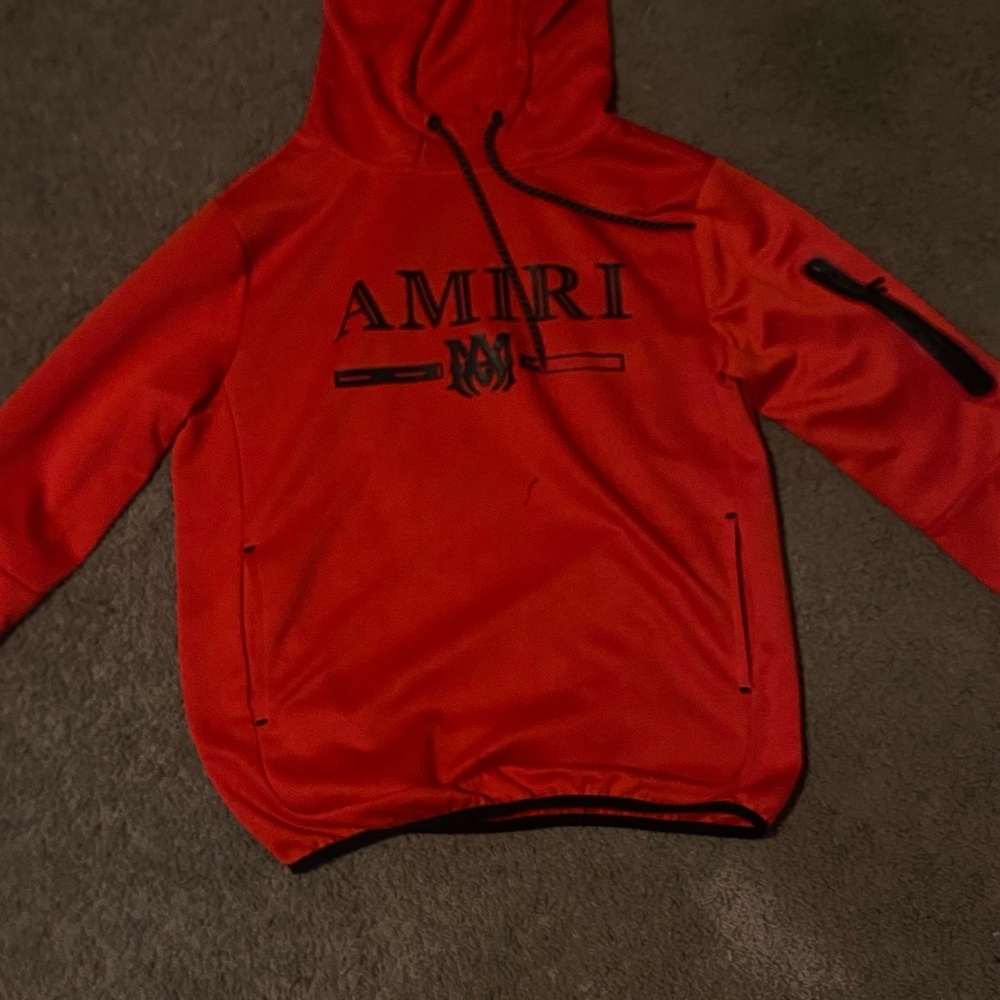 AMIRI Vibrant Red Hoodie with Black Details